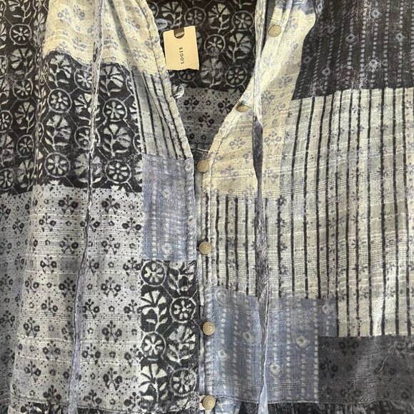 $5 ship! NWT Pilcro (Anthropologie) Tiered Tunic Patchwork Blouse - S - Picture 6 of 7